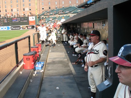 The Orioles dugout.  The Elite Giants uniforms are the best! 