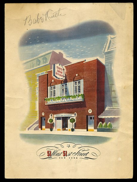 Older Menu signed by Babe Ruth